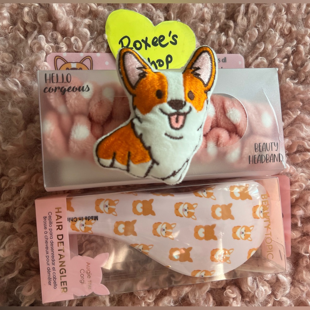 Corgi Pink Headband & Hair Brush Set 2pcs